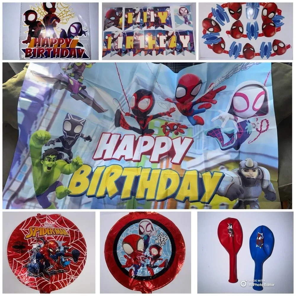 7 piece Spider-Man Themed Birthday Party Supplies Set